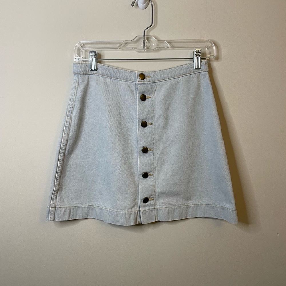 American Apparel Jeans Light Wash Button Front Denim Mini Skirt